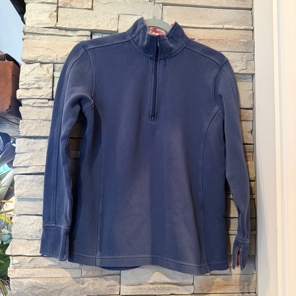 Orvis Flip Cuff Sandy Point 1/4 Zip Pullover Sweatshirt Women’s Small Navy